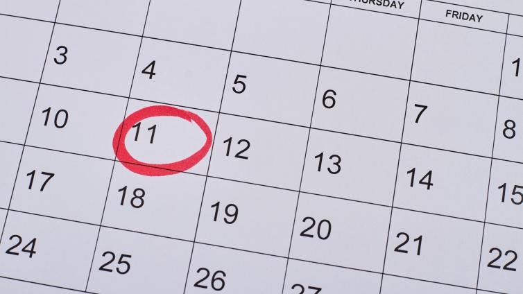 Calendar with date circled